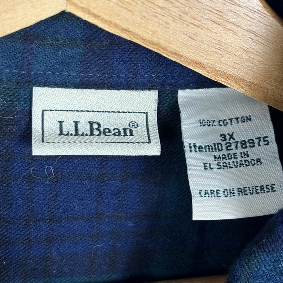 L.L.Bean Men's Flannel Casual Long Sleeve Button down Shirt 3XL 100% Cotton Work - Picture 4 of 10